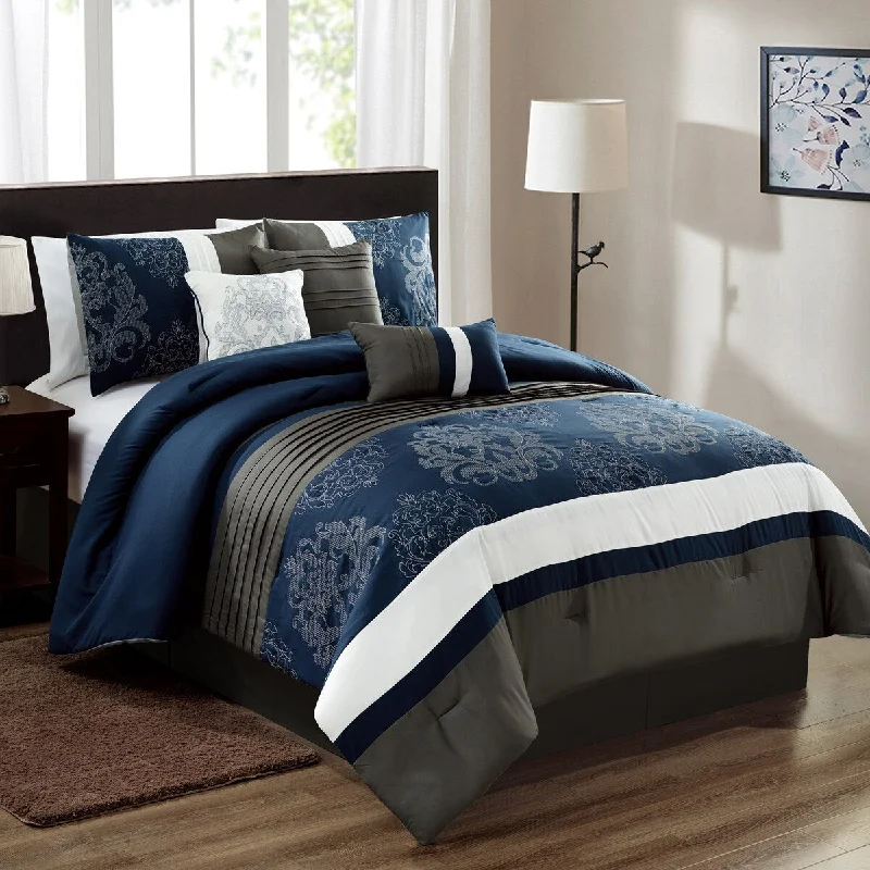 Porch & Den Marino Navy Microfiber 7-piece Comforter Set