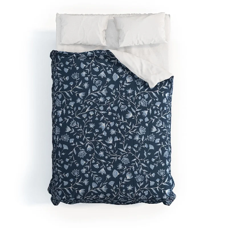 Schatzi Brown Innessa Floral Indigo Made To Order Full Comforter Set