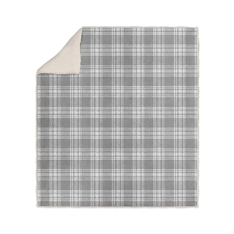 SOHO PLAID DARK GREY Sherpa Comforter