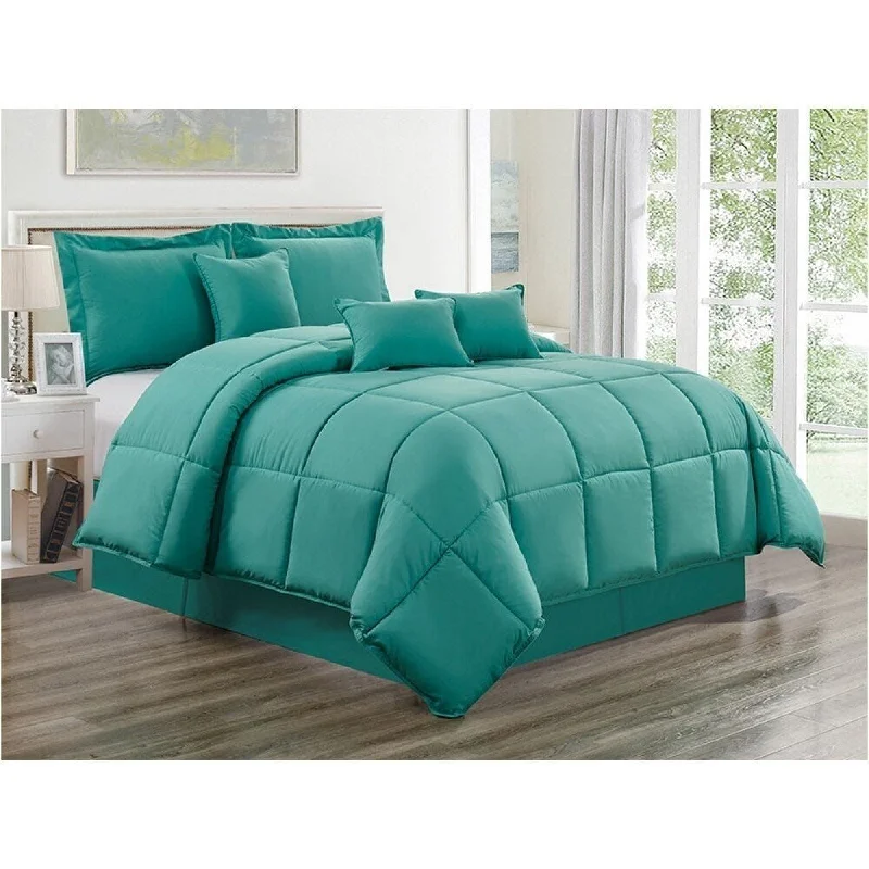 Turquoise 7 Piece Down Alternative Bedding Comforter Sheet Set