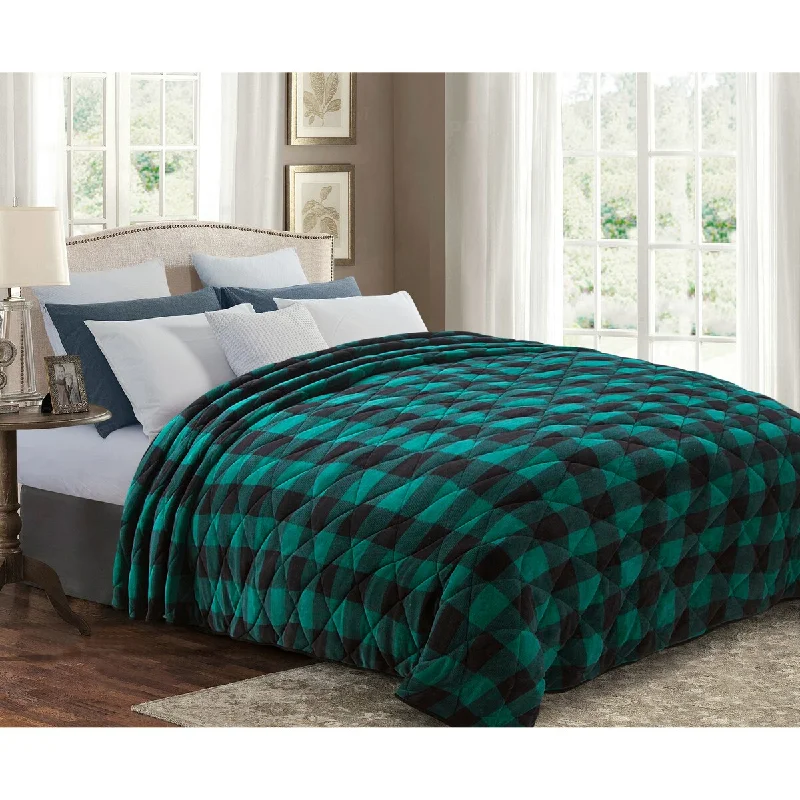 Ultra Soft Premium Reversible Microfiber Sherpa Blanket King 110x92 Cozy Light Weight for ALL Seasons Green