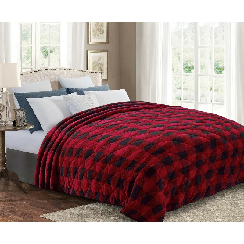 Ultra Soft Premium Reversible Microfiber Sherpa Blanket King 110x92 Cozy Light Weight for ALL Seasons Red