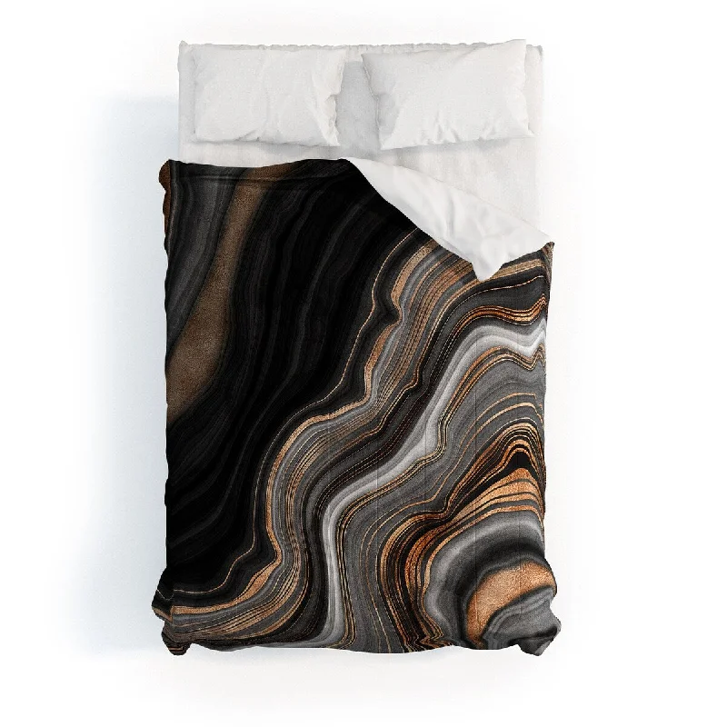 Utart Elegant Black Marble With Gold Made To Order Full Comforter Set