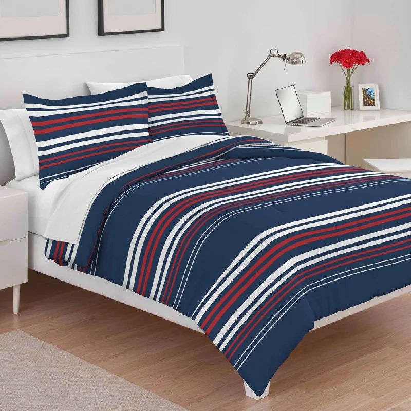 Utica Americana Stripe Red/White/Blue Comforter Set