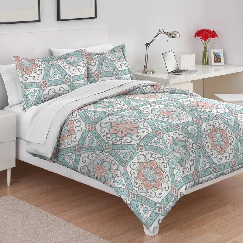 Utica Teresa Teal Cotton Comforter Set