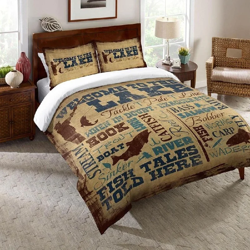 Welcome to the Lake Twin Comforter - brown;blue; beige