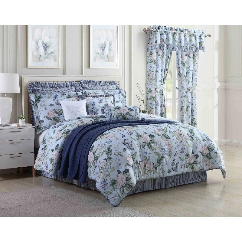 Williamsburg Blue Garden Images 4 Piece Comforter Set